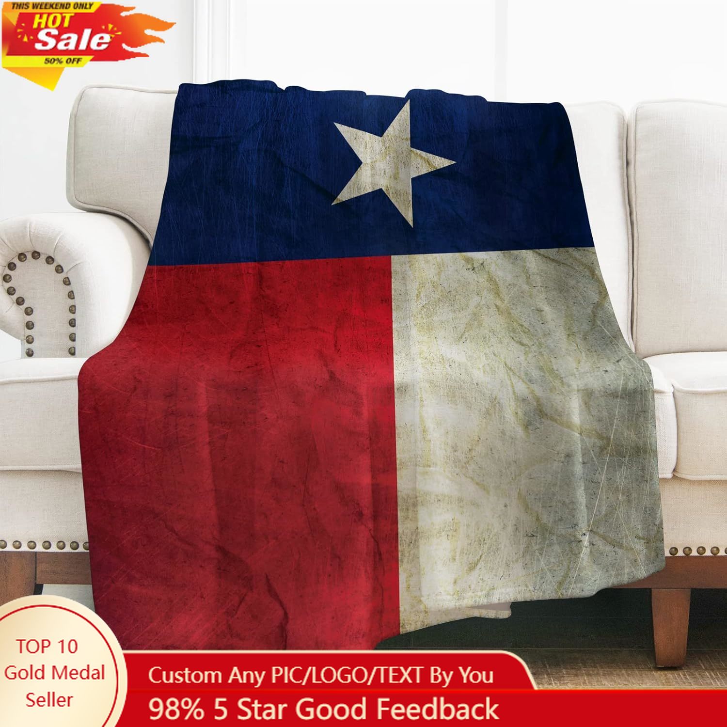 Home Of Textiles - Selimut Bendera Texas Levens, Hadiah untuk