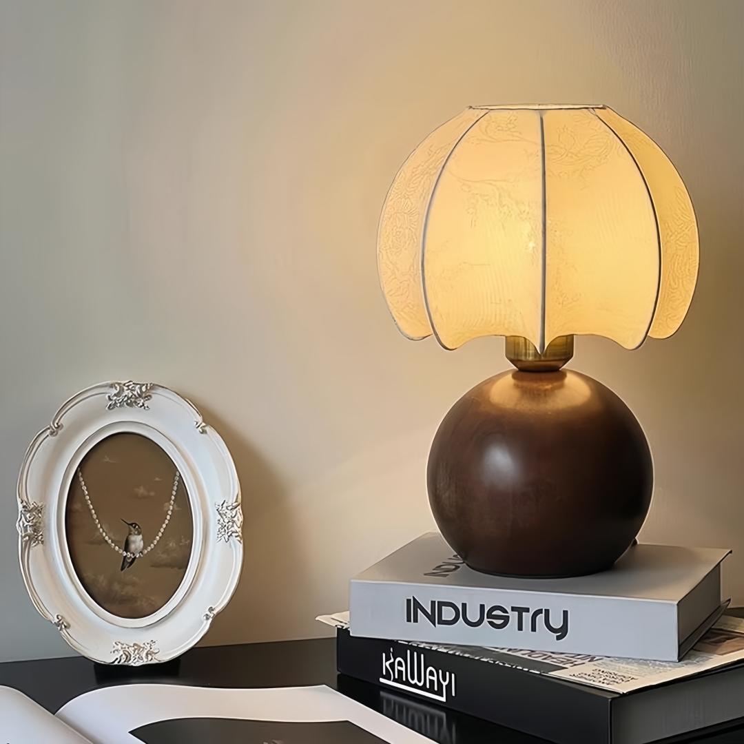 Home Textiles Fabric - Lampu meja bermotif bunga vintage, lampu