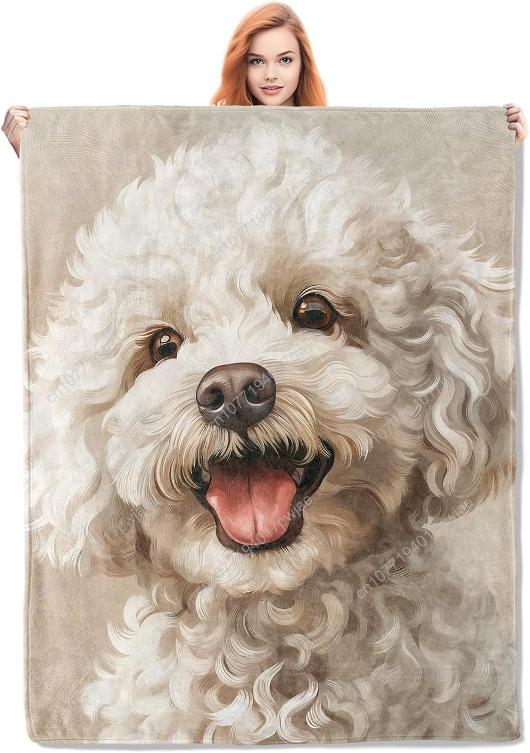 Home Of Textiles - Selimut Potret Poodle yang Menyenangkan Desain
