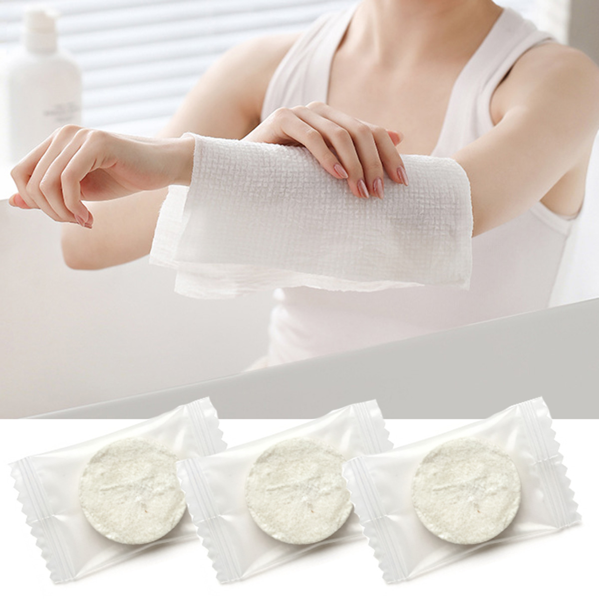 100Pcs Handuk Kompres Portabel - Home Textiles Face Towel ulasan dan harga